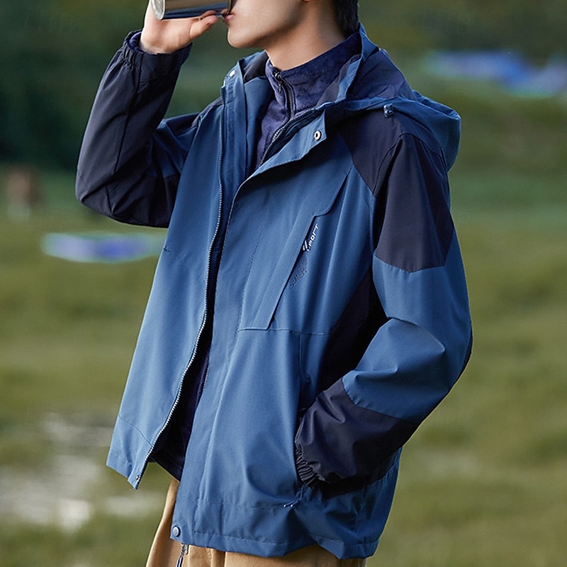 Men's Softshell Jacket Hiking Jacket Winter Outdoor Color Block Thermal Warm Sun Protection Windproof Water Resistant 3-in-1 Jacket Lightweight Jacket Windbreaker Jacket Traveling Black Red Blue Dark 2025 - $75.99 –P1