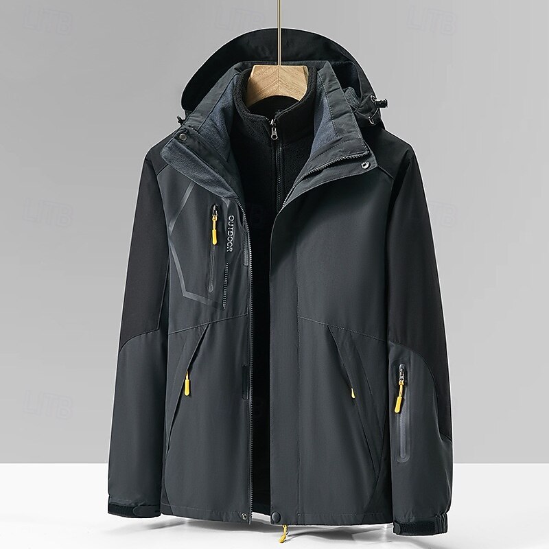 Homens Jaqueta Softshell Jaqueta de Trilha Inverno Ao ar livre Bloco de cor A Prova de Vento Impermeável Jaquetas 3-em-1 Jaquetas em Velocino Jaqueta corta-vento Viajar Cinzento Escuro Preto Marfim de 2025 por $90.99 –P3