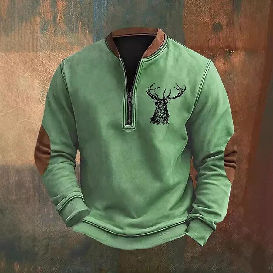 Herren Sweatshirt Blau Braun Grün Grau Halber Reißverschluss Grafik Druck Patchwork Täglich Ferien Ausgehen Polyester Streetwear Lässig Bayerisch Herbst Winter Bekleidung Kapuzenpullover Sweatshirts 2025 - $24.99 –P4