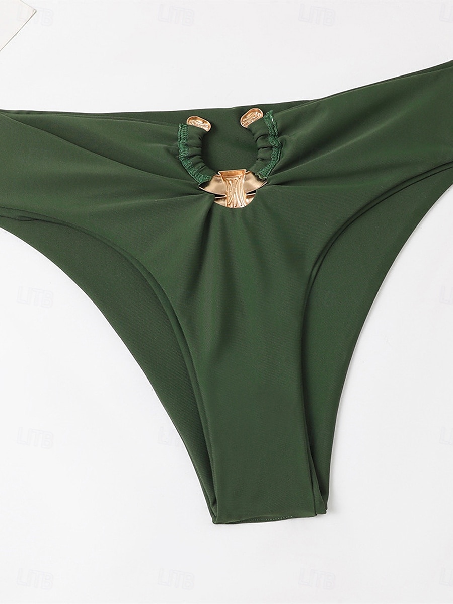 Dames Zwemkleding Bikini 2 stuks Brutaal Zwempak Blote rug Hoge taille Slank Vakantie Strand Kleding Effen Kleur Halternek Mouwloos Badpakken 2025 - $28.99 –P12