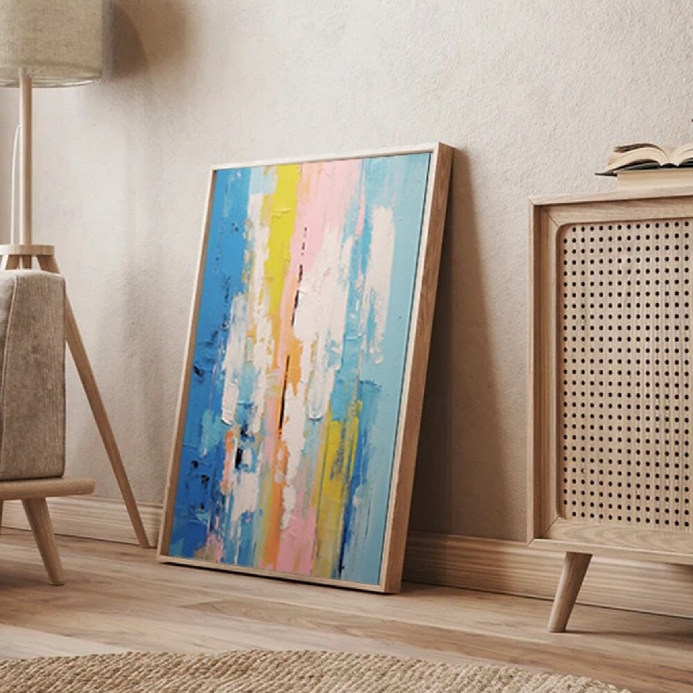 3d blauw abstract schilderij handgemaakte zonsondergang hedendaagse abstracte landschapsschilderij moderne perzik en roze landschapsschilderij wandkunst groot ingelijst canvas schilderij moderne 2025 - $116.99 –P8