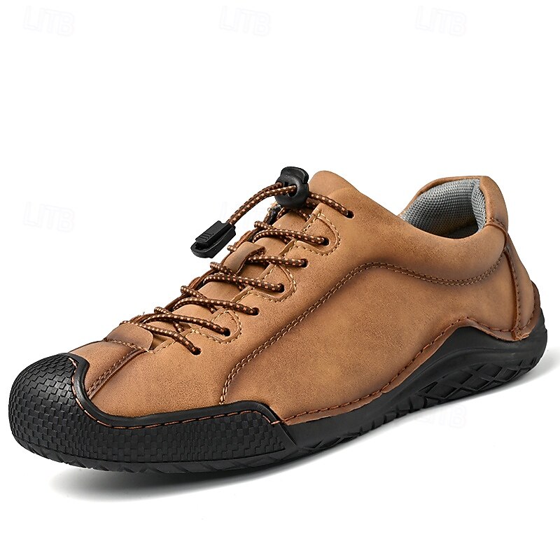 baskets décontractées en similicuir marron pour hommes avec lacets élastiques réglables - semelle antidérapante durable, coupe confortable pour un usage quotidien de 2025 ? $46.99 –P1