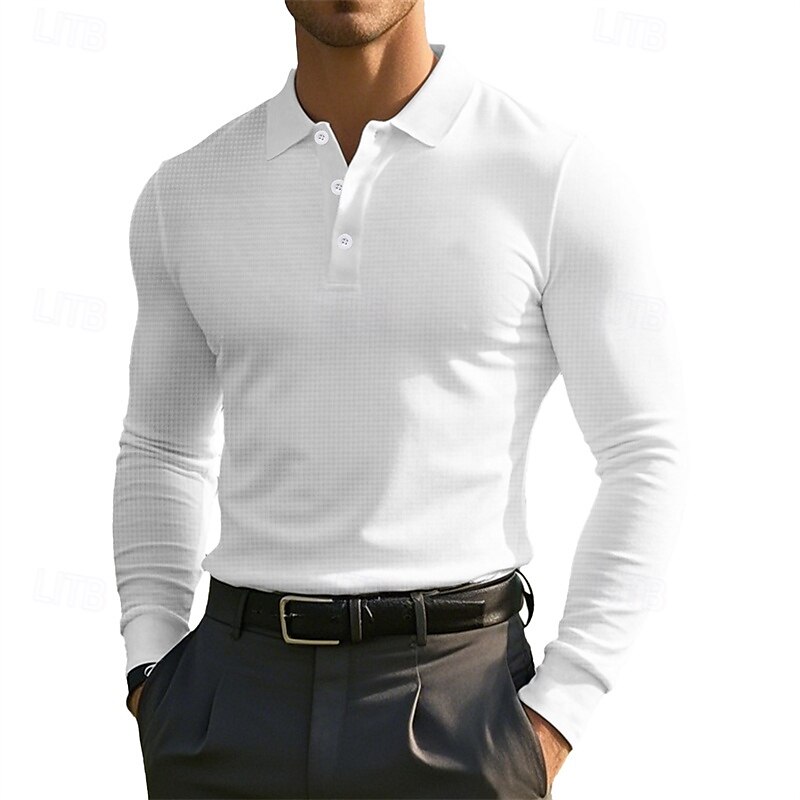 Men's Corduroy Shirt Golf Shirt Work Casual Lapel Long Sleeve Basic Modern Solid Color Buttons Spring &  Fall Regular Fit Wine Black White Yellow Sky Blue Light Grey Corduroy Shirt 2025 - $18.99 –P8