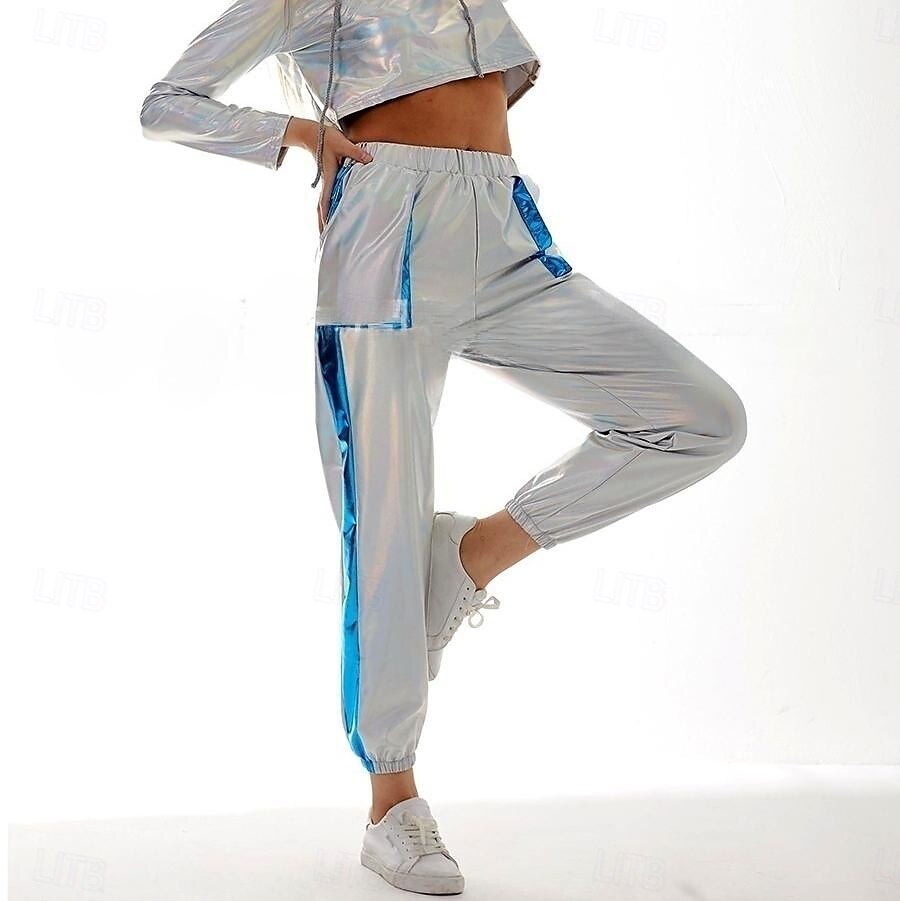 1980s Hip Hop Shiny Metallic Pants Jogger Pants Color Block Women's Carnival Costume Carnival Mardi Gras Performance Party Pride Parade Adults' Pants 2025 - $27.99 –P5