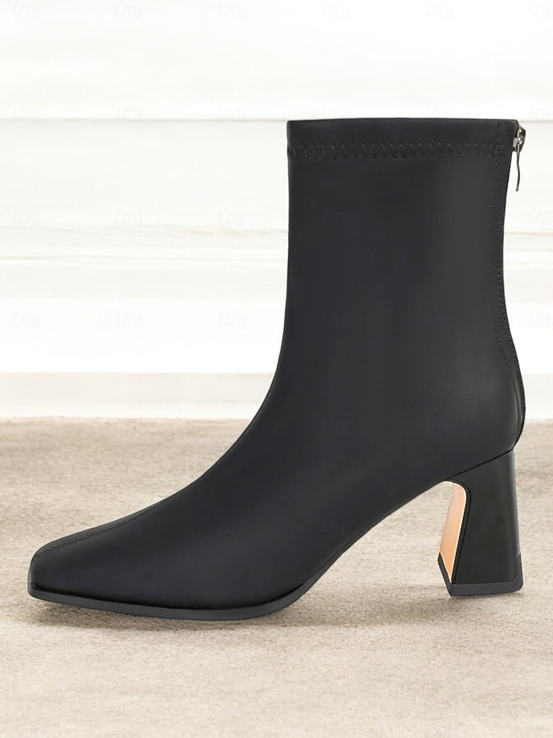bottines taupe élégantes pour femmes avec talons carrés, fermeture à glissière et détails de couture chics - parfaites pour la mode d'automne, les sorties décontractées et les tenues de bureau de 2025 ? $64.99 –P6