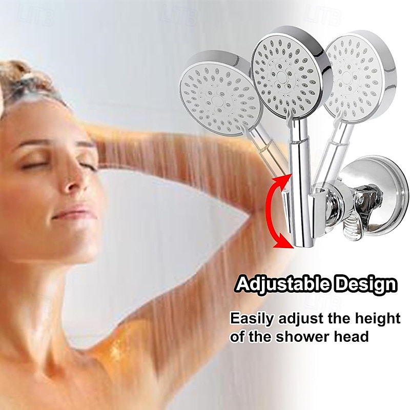 Shower Head Holder Suction Cup Shower Head Holder Adjustable Height Wall Mount Shower Wand Holder Bracket ABS Removable Handheld Shower Head Holder Silver 2025 - $7.99 –P8