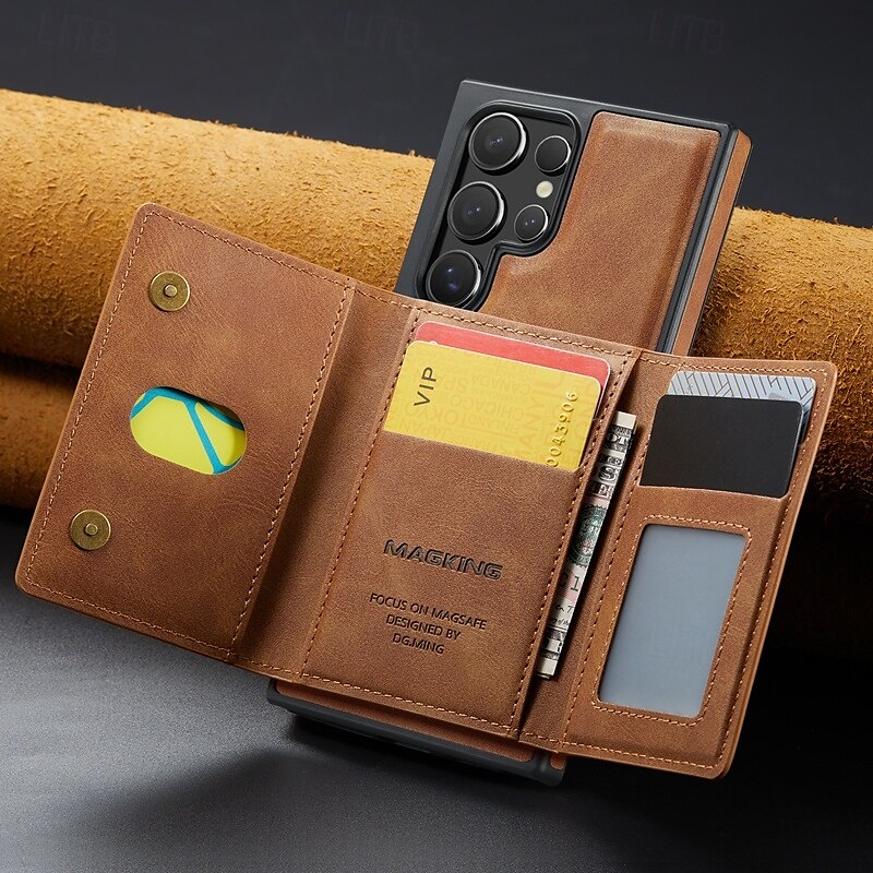puhelin Etui Käyttötarkoitus S24 Ultra S24 Plus S24 S23 Ultra S25 Ultra Takakuori Tuella Magneetti Tukee langatonta latausta Retro TPU PU-nahka 2025 - $26.99 –P3