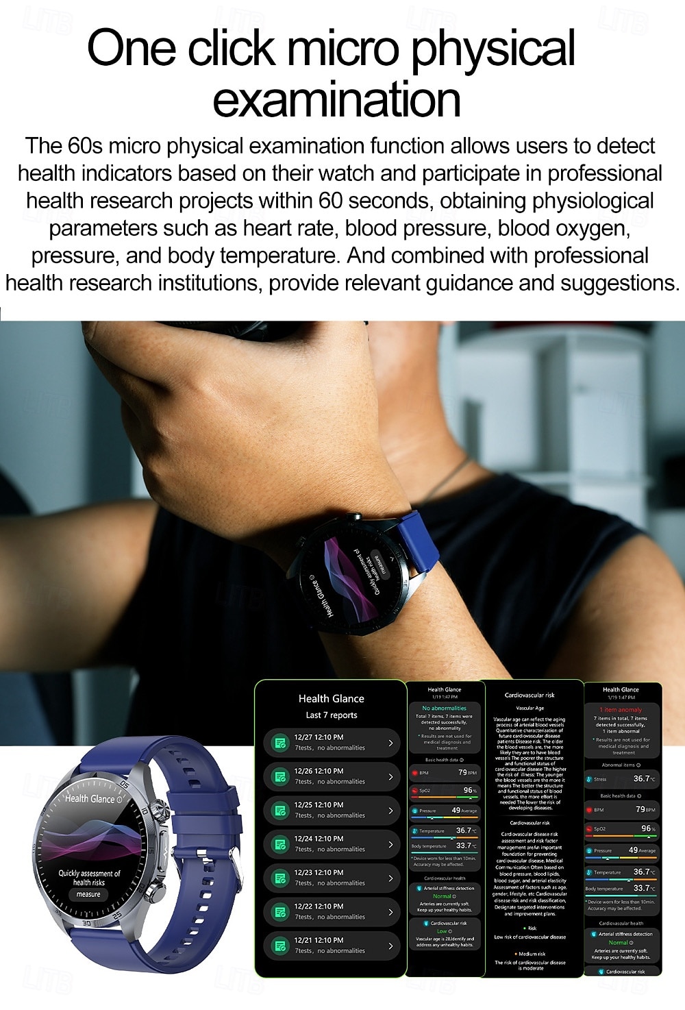 696 TK79 Smart Watch 1.47 inch Smart Band Fitness Bracelet Bluetooth ECG+PPG Temperature Monitoring Pedometer Compatible with Android iOS Women Men Message Reminder IPX-0 27mm Watch Case 2025 - $66.99 –P15