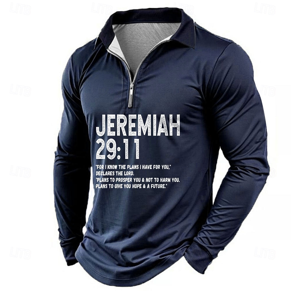 Herren Reißverschluss-Polo Langarm Polo-Shirts Kragen Business-Casual Urlaub Party-Abendmode Alltagskleidung 3D-Druck Frühling Herbst Winter Schwarz Blau Grün 2026 - $25.99 –P4