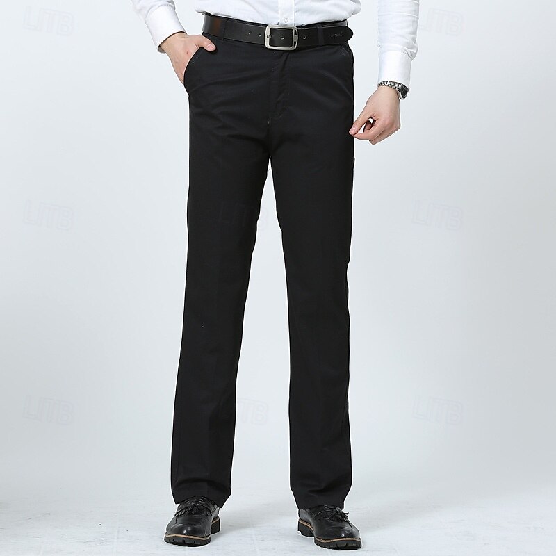 Homens Social Calças chinês Botões Bolsos Tecido Conforto Formal Festa Trabalho Moda Estilo Clássico Preto Marron Micro-Elástica de 2025 por $22.99 –P7