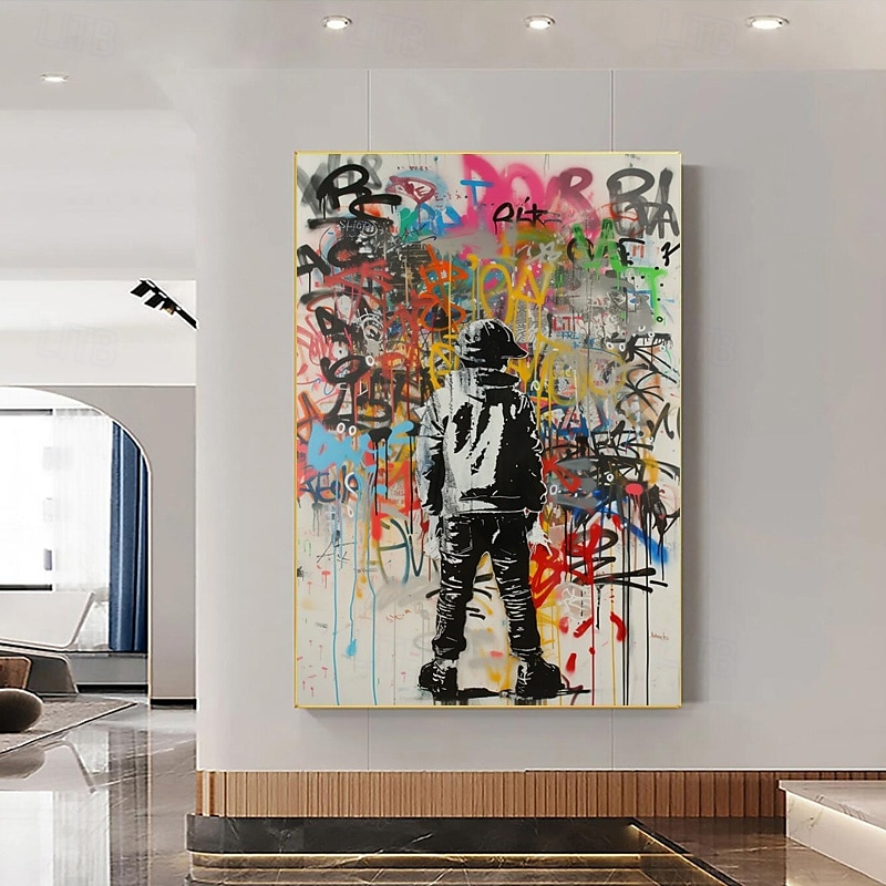 Art mural peinture graffiti à l'huile peinte à la main décoration murale moderne et unique Art de rue toile graffiti Art mural graffiti toile enroulée (sans cadre) de 2026 ? $376.59 –P4