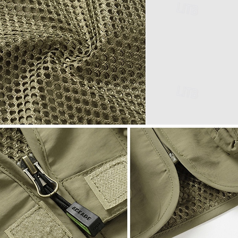 Herren Weste für Wanderer Wander-Fleeceweste Ärmellos Weste Außen Atmungsaktiv Komfortabel Mehrere Taschen Polyester Schwarz Armeegrün Rot Jagd Angeln Klettern 2025 - $29.99 –P15
