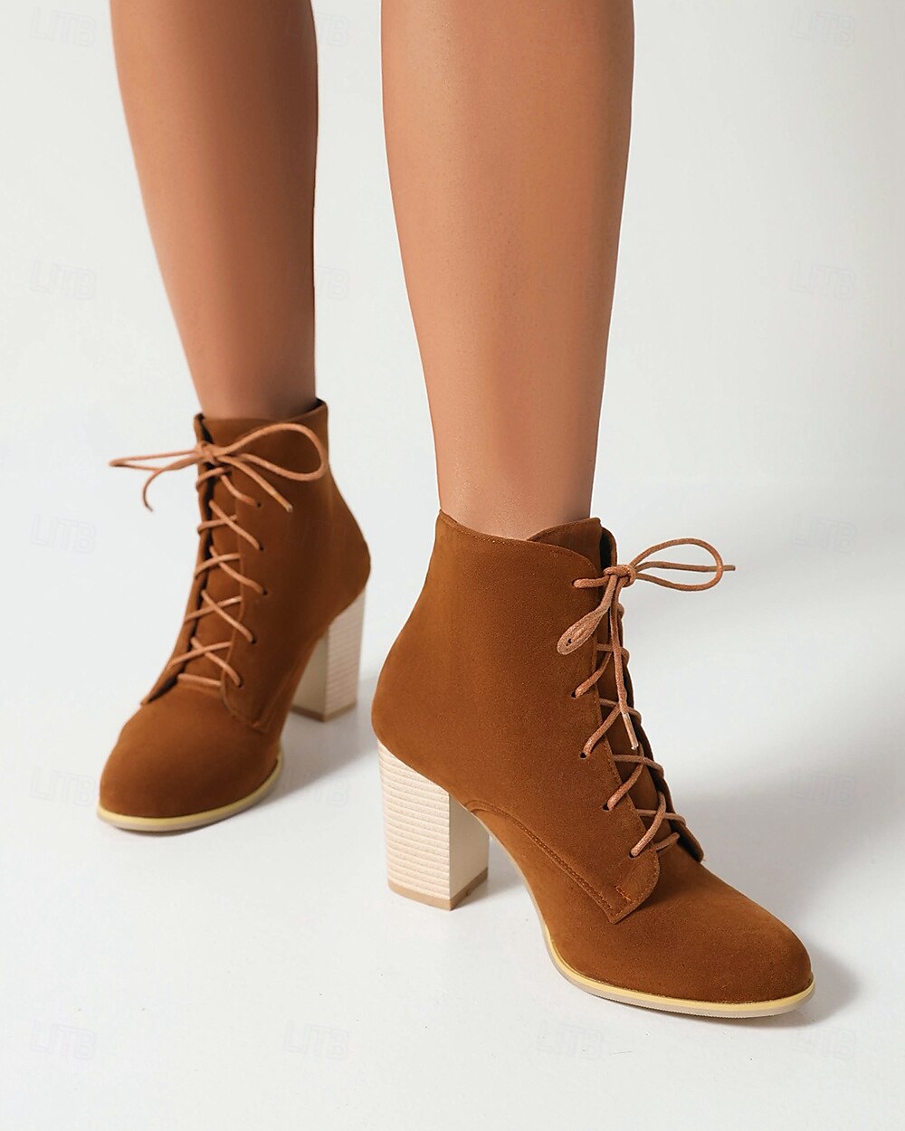Botas femininas de salto alto com cadarço e salto bloco – calçados estilosos de inspiração vintage para o outono e roupas casuais de 2025 por $54.99 –P2