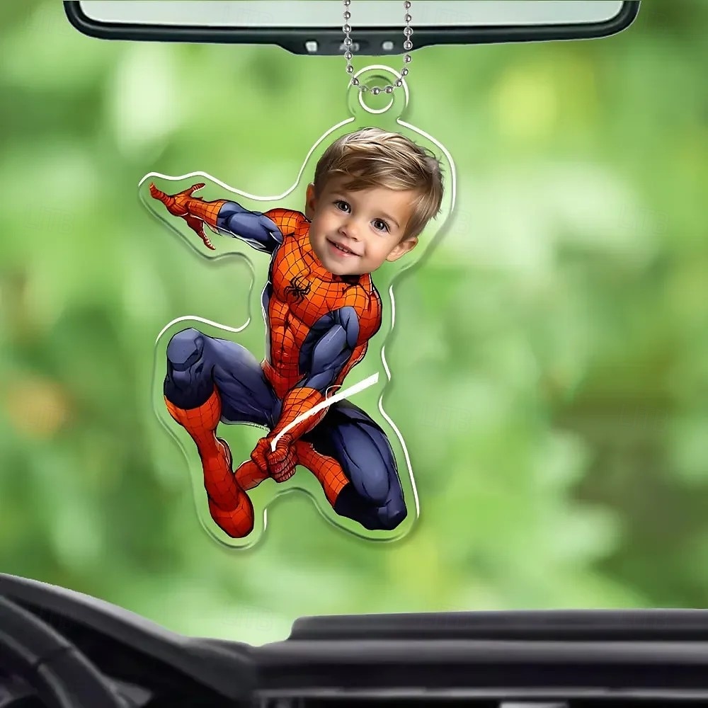 Personalized Photo Hanging Ornaments Custom Spider Superhero Kid Face Acrylic 2D Christmas Tree Ornaments Hanging Car Pendant Gifts for Superhero Fans 2025 - $12.99 –P3