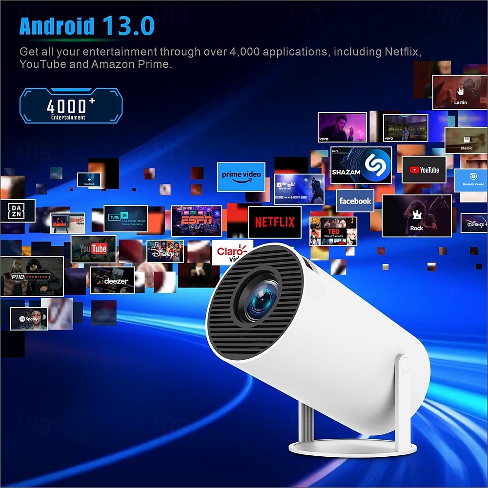 2025年 2024 新 hy300 pro インテリジェント ポータブル プロジェクター Android 13.0 1280 * 720 解像度 28 メモリ wifi lcd ビデオ 720p ホームシアター 4k プロジェクター Bluetooth 5.4  コレクション – $126.99 –P3