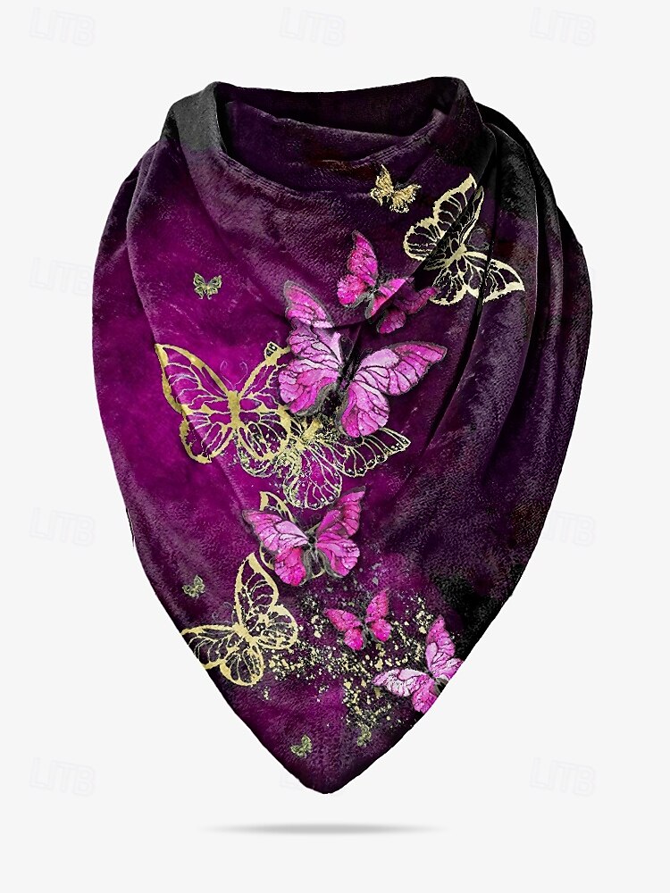 Women's Scarf with Blue and Gold Butterfly Print - Soft and Elegant Accessory for Casual and Formal Wear 2025 - $11.99 –P8