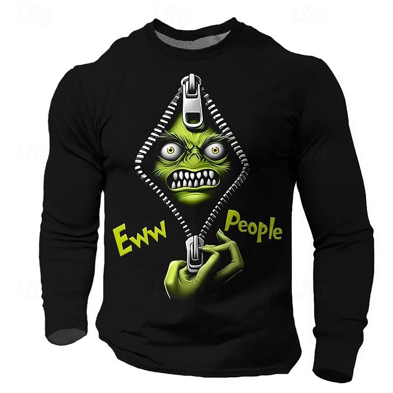 Herren Grimasse T Shirt Langarm T-Shirt 3D-Druck Rundhalsausschnitt Hemd Designer Retro Vintage Straße Lässig Täglich Schwarz Sommer Frühling Herbst Bekleidung S M L XL XXL XXXL 2025 - $16.99 –P1