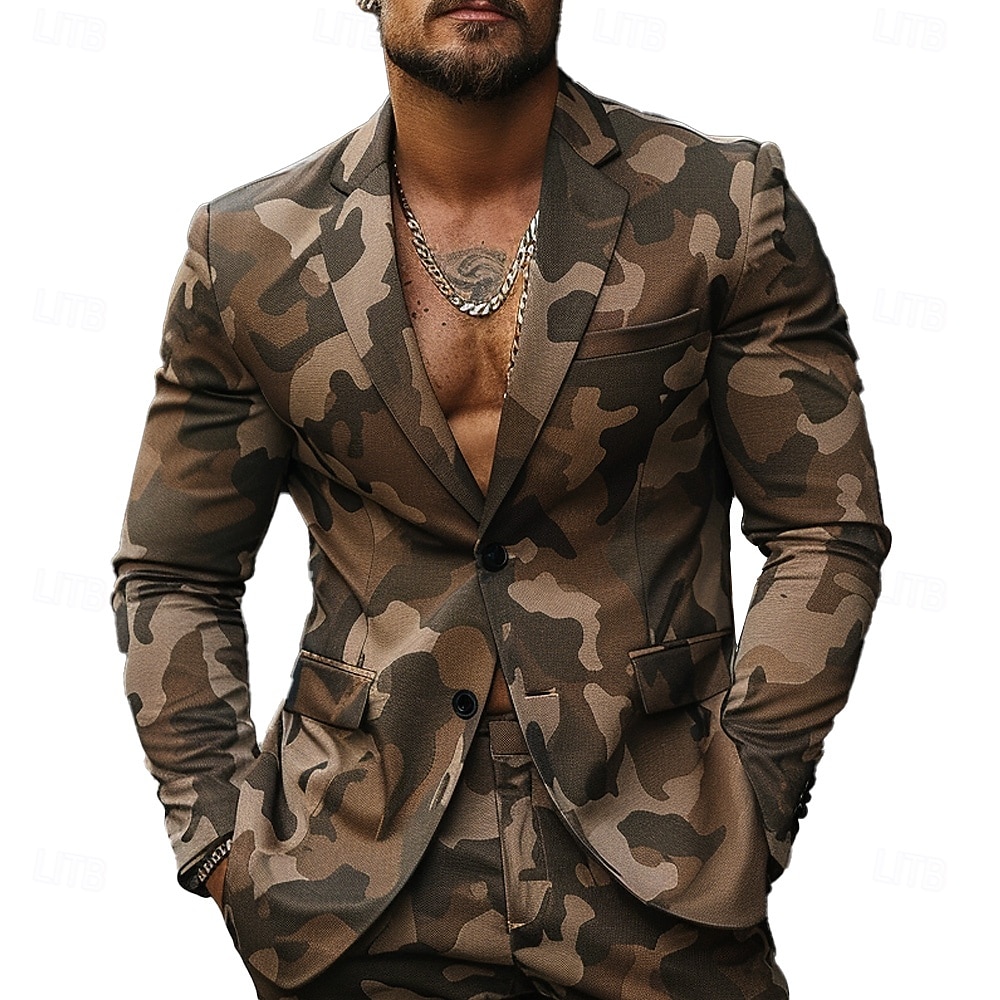 Per uomo Mimetico Manica Lunga Collo ripiegato Casual Militare All'aperto Streetwear Quotidiano Bottoni Stampa 3D Multi-tasche del 2025 a $73.99 –P1