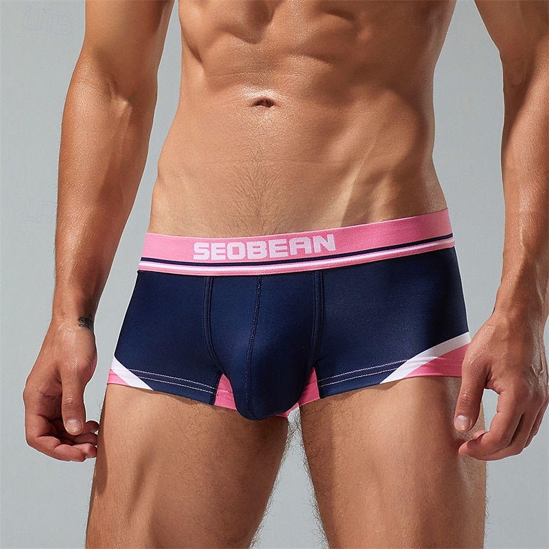 Men's 1 PCS Boxers Underwear Boxer Shorts Patchwork Polyester Breathable Soft Comfortable Color Block Letter Mid Rise Yellow Red 2025 - $10.49 –P10