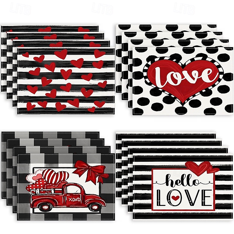 Valentine's Day Placemats Set of 4 Romantic and Decorative Table Mats Featuring Heart or Rose Patterns Durable and Heat-Resistant Perfect for Adding a Touch of Love to Your Dining Table Decor 2025 - $14.49 –P2