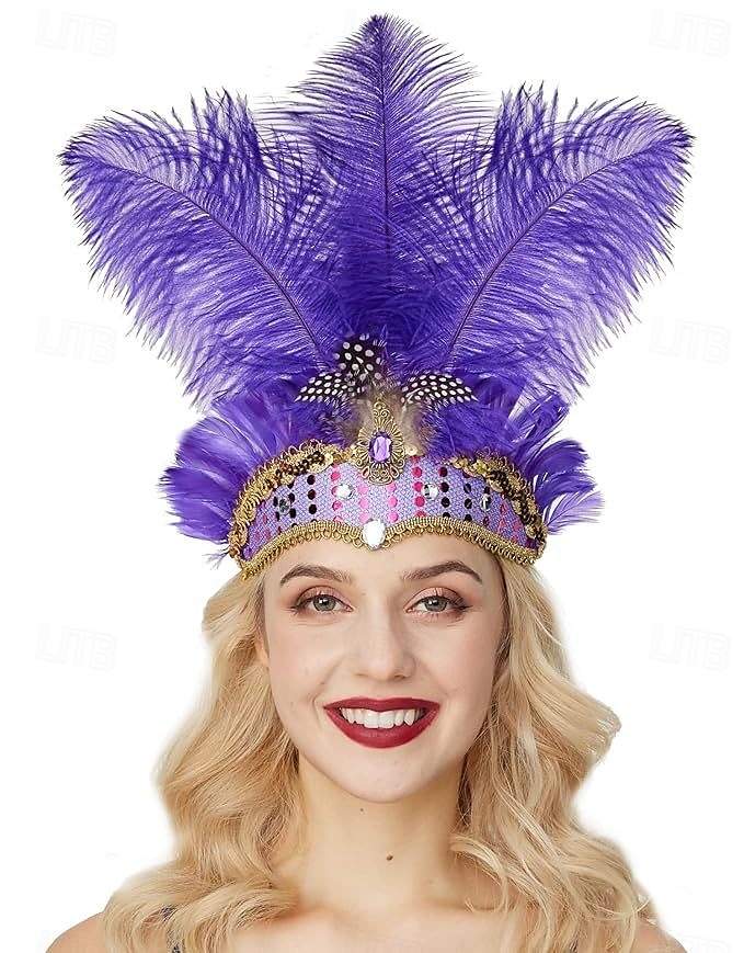 brazilský předvečer Všech svatých Čelenka Peří Dospělé Dámské předvečer Všech svatých Karneval Mardi Gras Párty Plesová maškaráda Karneval v Benátkách Jednoduché Halloweenské kostýmy Oblékněte se 2025 - $23.99 –P9