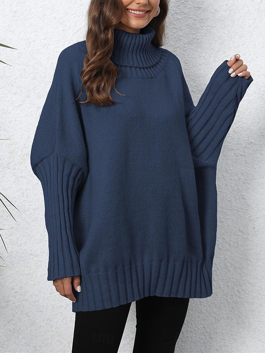 Damen Pullover Brautkleider schlicht Weich Einfarbig Gerippt Rollkragen Strick Langarm Normale Oberteile Stricken Outdoor Täglich Wochenende Marineblau Grün Herbst Winter 2025 - $51.99 –P2