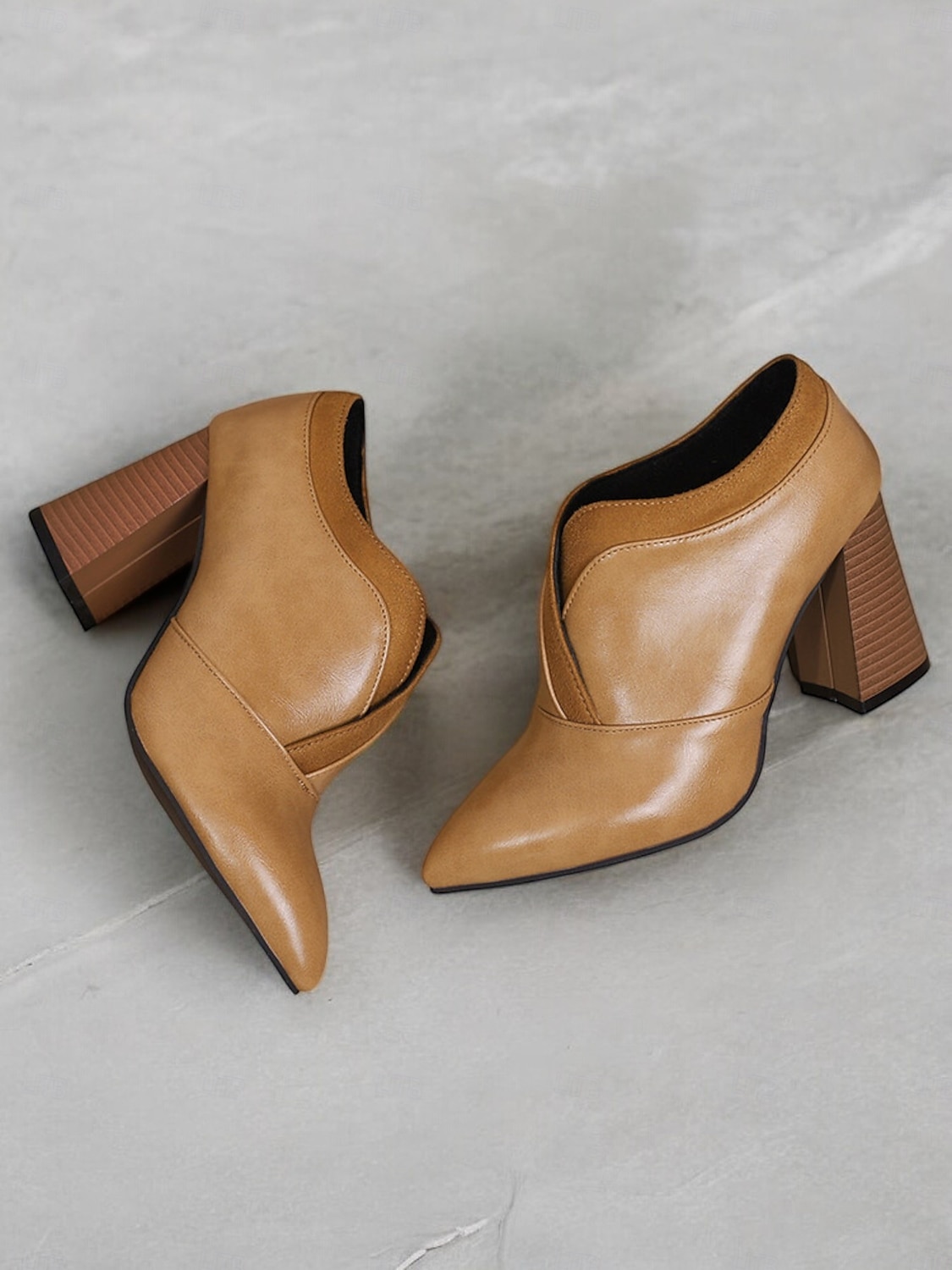 botins femininos de couro sintético verde com bico fino e salto bloco – sapatos modernos e sofisticados para uso no escritório e na noite de 2025 por $54.99 –P9