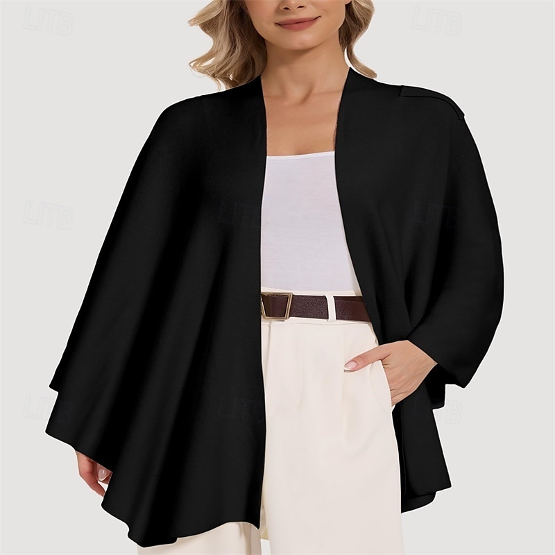 crossover sjal för kvinnor omlott öppen front poncho cape elegant loop sjalar resesjalar för höst vinter längd 150cm 2025 - $39.99 –P2