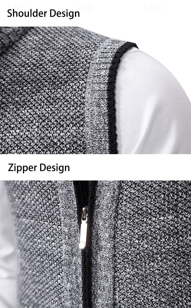 Homens Vestido Suéter Sueter Cardigan Suéter com zíper Suéter de malha Estriado Tricotar Padrão Zip Up Bolsos laterais Côr Sólida Moda Clássico Roupa Diária Encontro Roupa Outono & inverno Preto de 2025 por $28.99 –P8