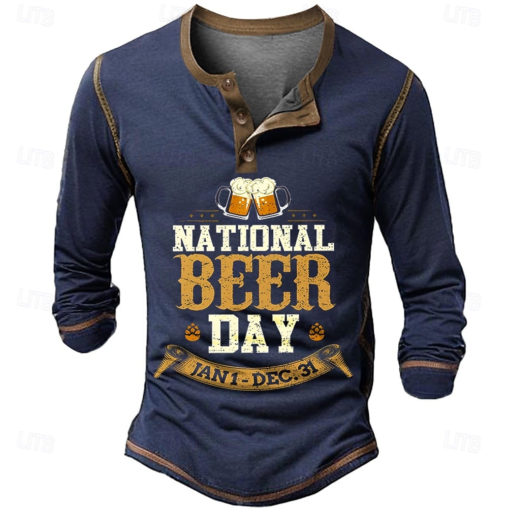 Men's Quotes & Sayings Henley Shirt Long Sleeve Other Prints Daily Casual Casual Daily Street Spring &  Fall Blue Black Green Henley T-Shirt 2026 - $23.99 –P3