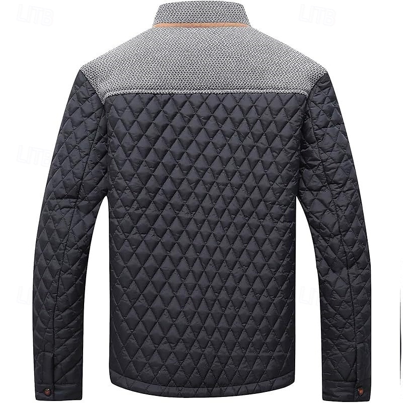Herr Pufferjacka Vardaglig jacka Dagligen Semester Håller värmen Ficka Höst vinter Färgblock Mode Klassisk Hög krage Normal Svart Vin Marinblå Brun Kaki Jacka 2026 - $53.99 –P7