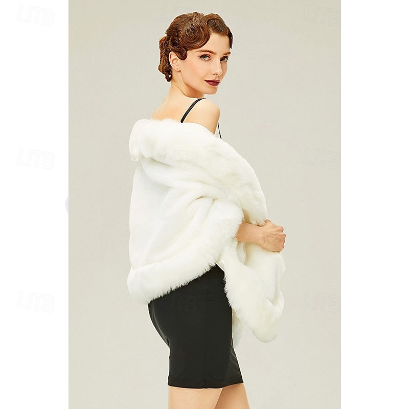 scialle in pelliccia sintetica per donna con collo sciarpa avvolgente mantello da sera in pelliccia sintetica per cappotto invernale del 2025 a $44.99 –P4