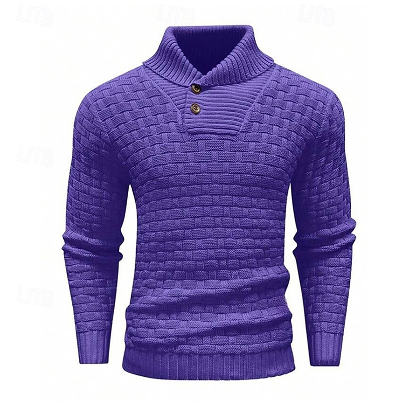 Men's Pullover Sweater Jumper Knit Sweater Ribbed Knit Regular Knitted Plain Turtleneck Fashion Basic Vacation Daily Wear Clothing Apparel Fall & Winter Black Yellow S M L 2025 - $37.99 –P4