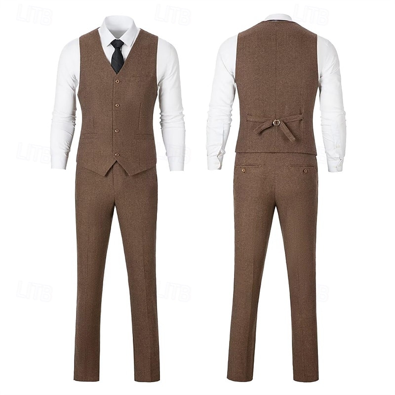 Retro / vintage Ryczące 20s 1920 roku Spodnie Stroje Smokin Wielki Gatsby Pan Gangster Męskie Strój karnawałowy Święta Karnawał Nowy Rok Ślub Bal maskowy Spotkanie towarzyskie Dla dorosłych Płaszcz 2025 - $131.99 –P2