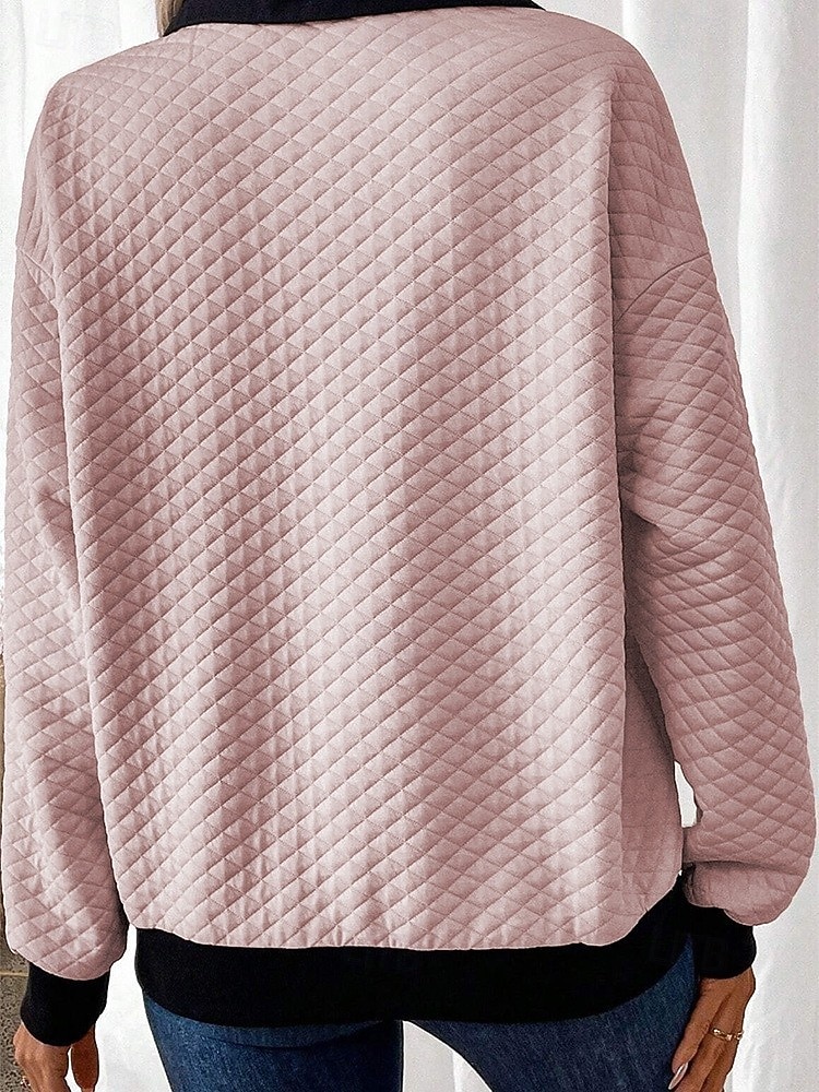 női pulóver kényelmes sima otthoni munka alkalmi pulcsi gombok hosszú ujjú rózsaszín szürke ősz & téli 2025 - $29.99 –P5
