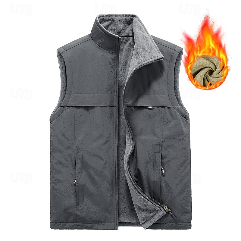 Men's Hiking Vest Hiking Fleece Vest Sleeveless Vest Outdoor Thermal Warm Fleece Lining Comfortable Winter Multiple Pockets Polyester Black Army Green Khaki Hunting Fishing Climbing 2025 - $31.99 –P8