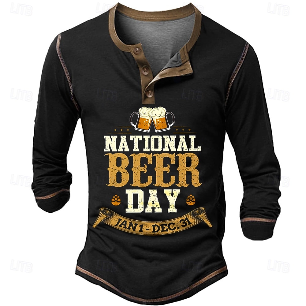 Men's Quotes & Sayings Henley Shirt Long Sleeve Other Prints Daily Casual Casual Daily Street Spring &  Fall Blue Black Green Henley T-Shirt 2026 - $23.99 –P2