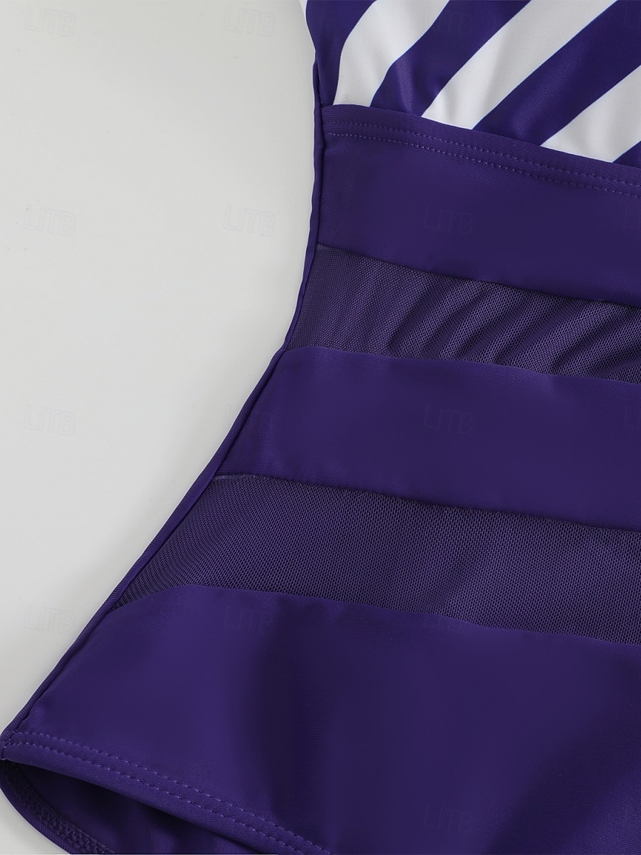 Damen Badeanzug Ein Stück Monokini Bademode Gitter Rückenfrei Bauchkontrolle Hohe Taillenlinie Schlank Urlaub Strandbekleidung Streifen Halfterhals Ärmellos Badeanzüge 2025 - $26.99 –P6
