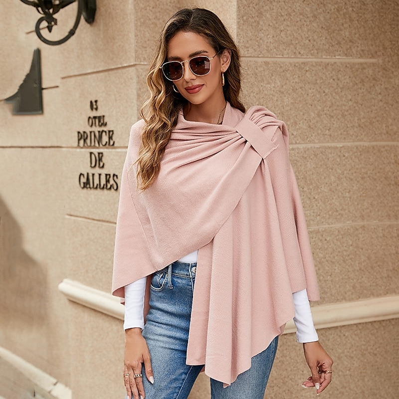 crossover sjal för kvinnor omlott öppen front poncho cape elegant loop sjalar resesjalar för höst vinter längd 150cm 2025 - $39.99 –P6