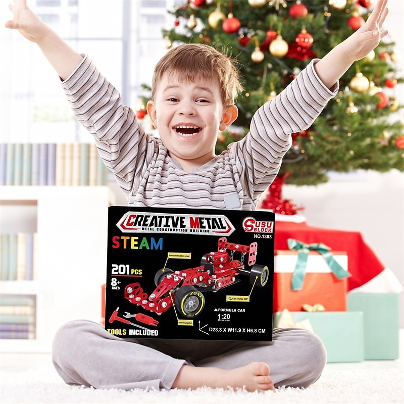 kit di costruzione modello auto scala 120 auto da corsa modello in metallo progetto stem costruzione progetti stem giocattoli per ragazzi 8-12 veicolo rosso fai da te assemblaggio modello in metallo del 2025 a $31.99 –P2