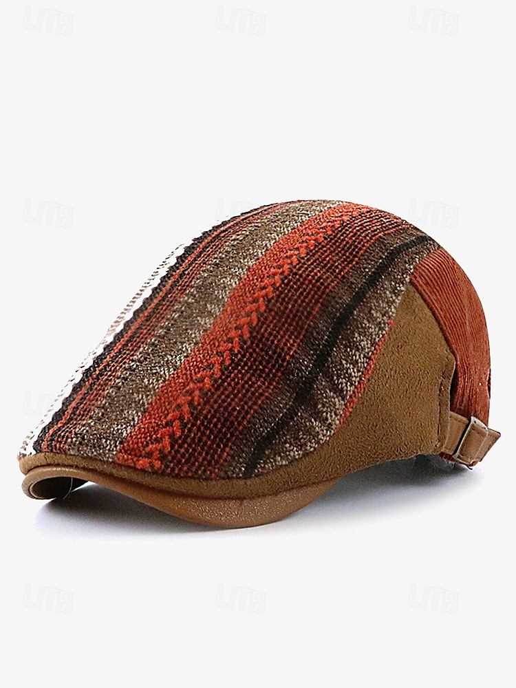 casquette à chevrons pour homme avec lanière en cuir réglable - casquette plate de style vintage, idéale pour les vêtements décontractés et les activités de plein air de 2025 ? $14.99 –P10
