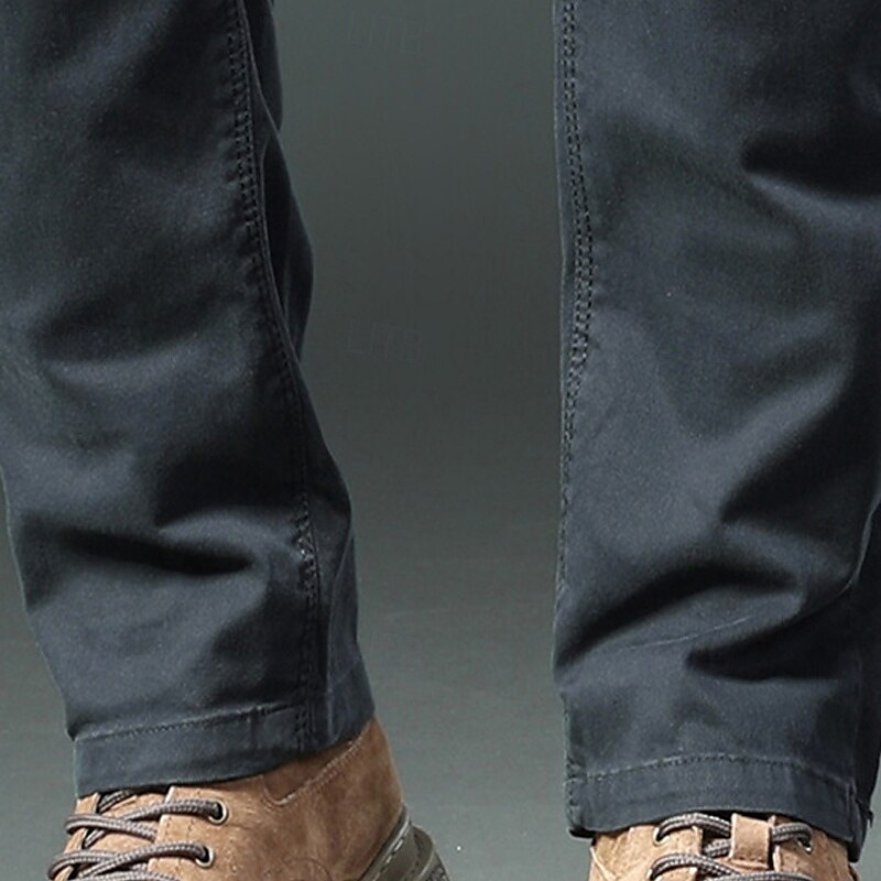 Men's Dress Pants Trousers Chinos Buttons Pocket Solid Color Comfort Formal Party Work Fashion Classic Style Black Khaki Micro-elastic 2025 - $36.99 –P5