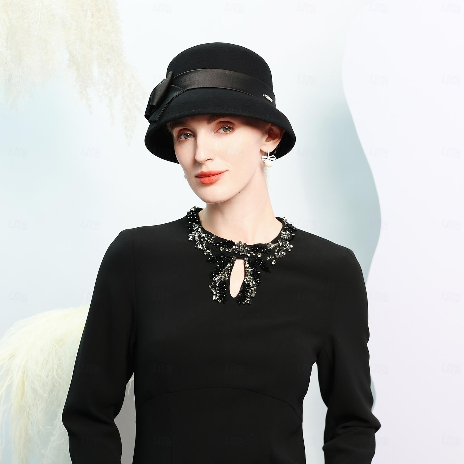 Czapki 100% wełna Melonik Kapelusz Fedora Ślub Herbaciane przyjęcie Elegancja Ślub Z Kokarda Czysty Kolor Winieta Nakrycia Głowy 2026 - $46.99 –P9