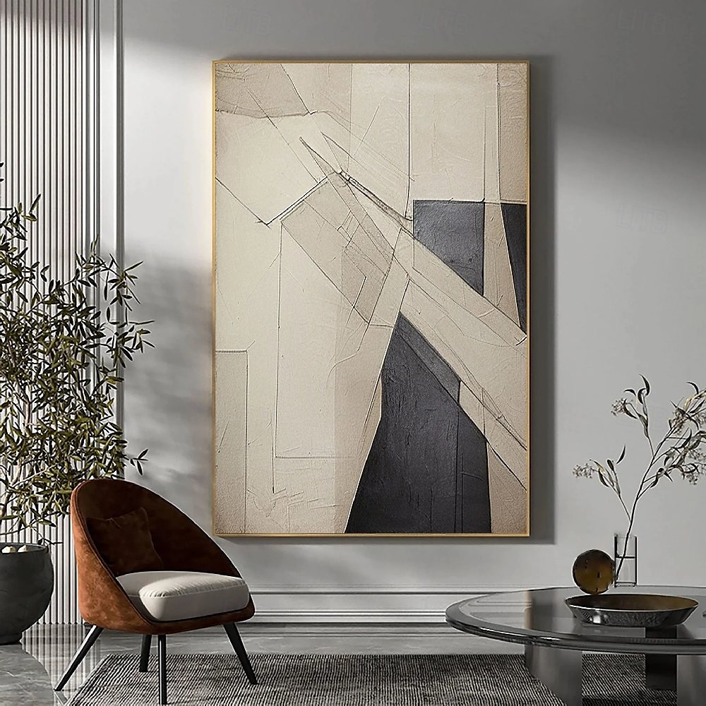 stor abstrakt canvaskonst handgjord grå minimalistisk abstrakt målning handmålad nordisk abstrakt målning för vardagsrum abstrakt målning boho abstrakt väggkonst på duk stor canvasmålning 2025 - $125.99 –P3