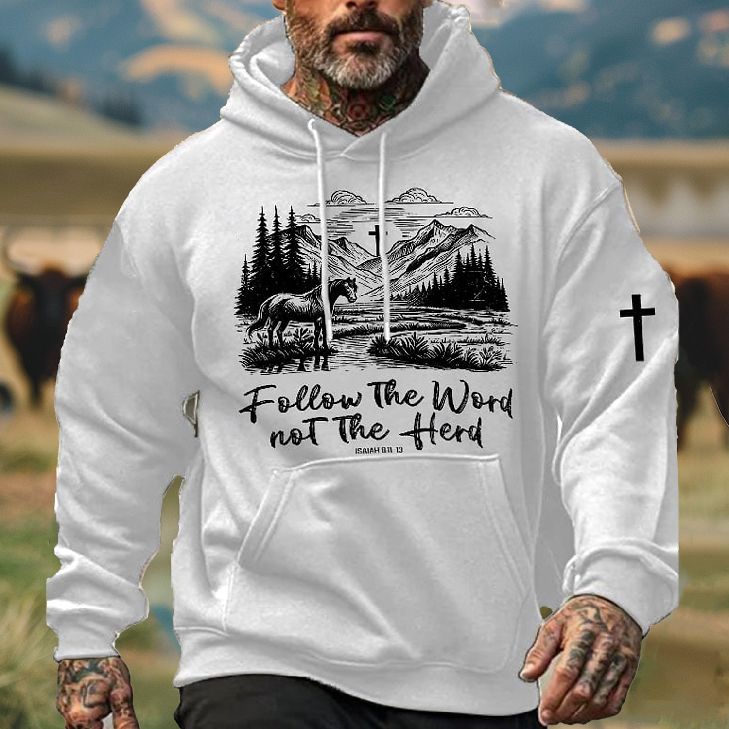 Per uomo Cowboy Felpe con cappuccio Felpa Etnico Cowboy Manica Lunga Girocollo Ferie Abbigliamento casual alla moda Nero Bianco Coulisse Autunno Inverno progettista del 2025 a $29.99 –P5