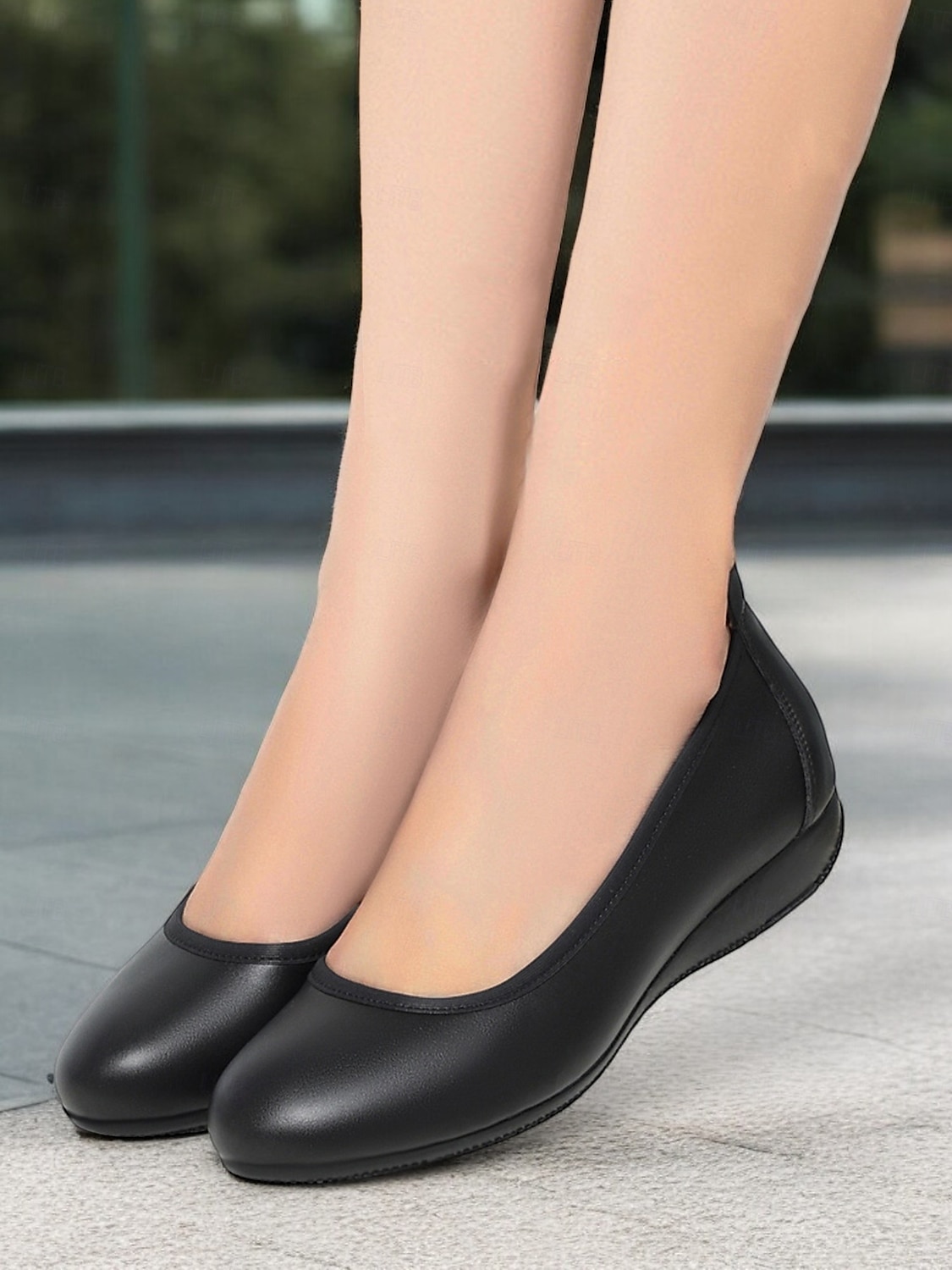 dámské černé kožené slip-on flats s polstrovanou stélkou - pohodlné a stylové pro každodenní nošení 2025 - $34.99 –P2