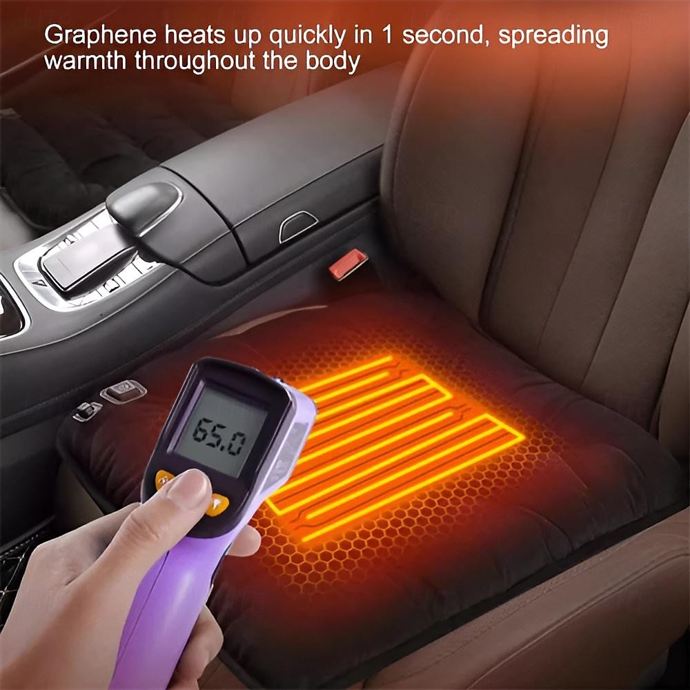 auto zimní vyhřívaný sedák usb nabíjení měkký hustý plyš 3 rychlostní stupně nastavení teploty rychlé rovnoměrné vyhřívání bezpečný protiskluzový podložka podsedák 2025 - $29.99 –P2