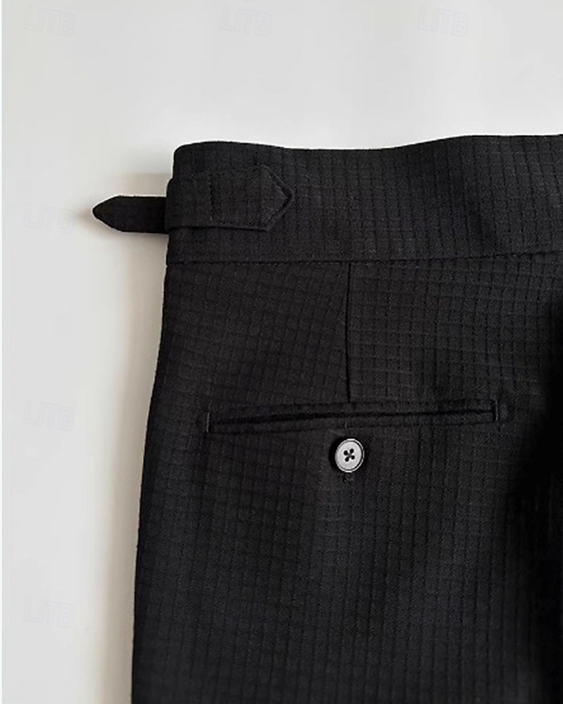 Herren Waffel Abschlußfeier Anzughose Neapel Hosen Hose Knöpfe Tasche Einfarbig Komfort Formell Party Arbeit Mode Klassicher Stil Schwarz Weiß Mikroelastisch 2025 - $27.99 –P7