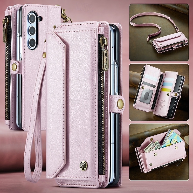telefone Capinha Para Dobra Z 6 Z Fold 5 Z Fold 4 Z Fold 3 Capa para Cartão Wallet Com Suporte Magnética Zíper Retro TPU PC de 2025 por $31.99 –P13