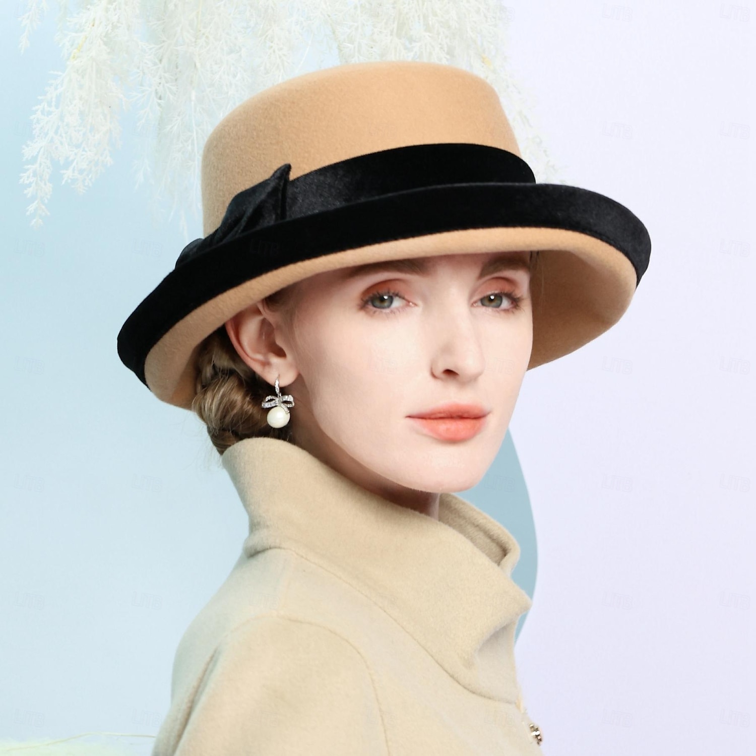 Palarie 100% Lână Pălărie Vară Pălărie Nuntă Petrecere ceai Elegant Nuntă Cu Funde Despicare Diadema Articole Pentru Cap 2025 - $44.99 –P3